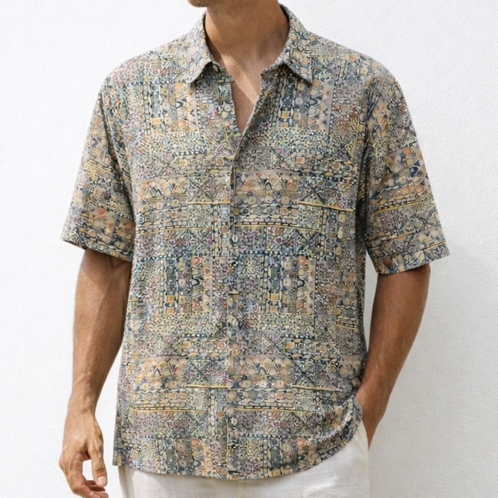 Vintage Tori Richard Hawaiian Printed Short Sleeve Button Front Camp Shirt 2XL